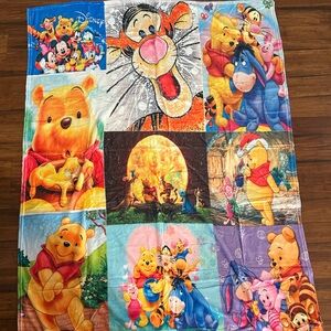Disney Winnie the Pooh Patchwork Blanket - Blue, Yellow, Orange, Pink